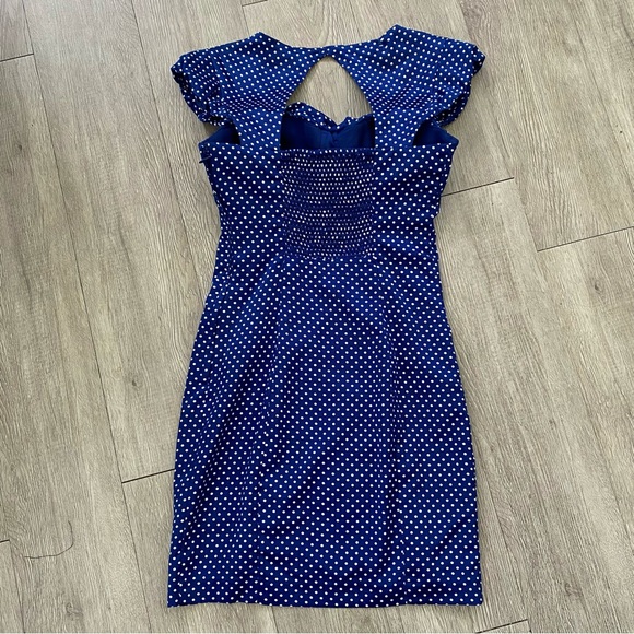 GUESS | Mary Stella boho blue polka dot mini dress - Picture 4 of 16